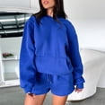 thumbnail image 1 of Chándal informal para mujer, sudadera suelta y pantalones cortos con cordón, ropa de uso diario para gimnasio femenino FLhrweasw Nuevo, 1 of 7