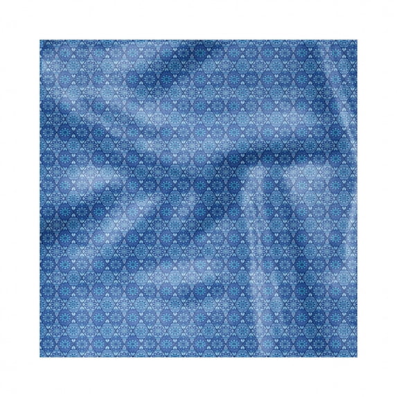 Blue Mandala Decorative Napkins Set of 4, Diamond Line Rhombus Pattern Geometrical Floral and Boho, Silky Satin Fabric for Brunch Dinner Party, 12", Royal Blue Lavender, by Ambesonne