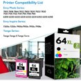 64XL Ink Cartridges Black/TriColor Replacement for HP 64 Ink for Envy