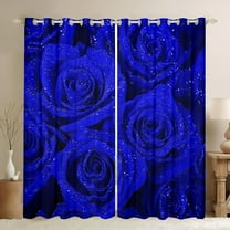 Homewish Dreamy Blue Rose Curtains Pack of 2 (42x84 Each),Romantic Floral Flower Curtains Blackout,Natural Plant Bedroom Curtains For Girls Kids,Breathable Home Decor