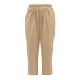 thumbnail image 4 of QHFBli Wide Leg Linen Pants for Women Summer Flowy High Waisted Beach Palazzo Trousers, 4 of 5