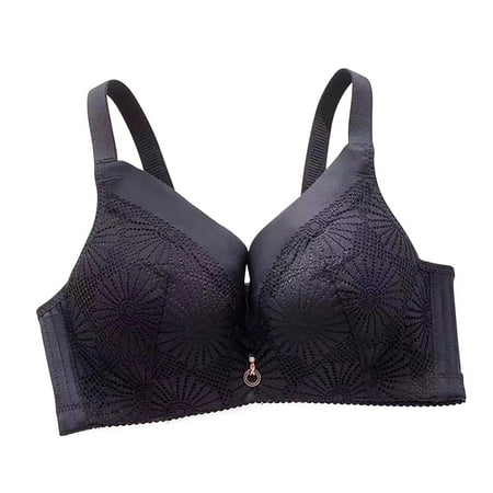 Loopsun Bras Womens Thickened Sexy Middle Decoration Lace Bra Daily Bra Blue 36