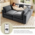 thumbnail image 5 of Harper & Bright Designs Modular Sectional Sofa with Storage, Free-combined Sectional Convertible Couch with SB Charge Ports, Wireless Charging and Built-in Bluetooth Speaker in Arm, Grey, 5 of 18