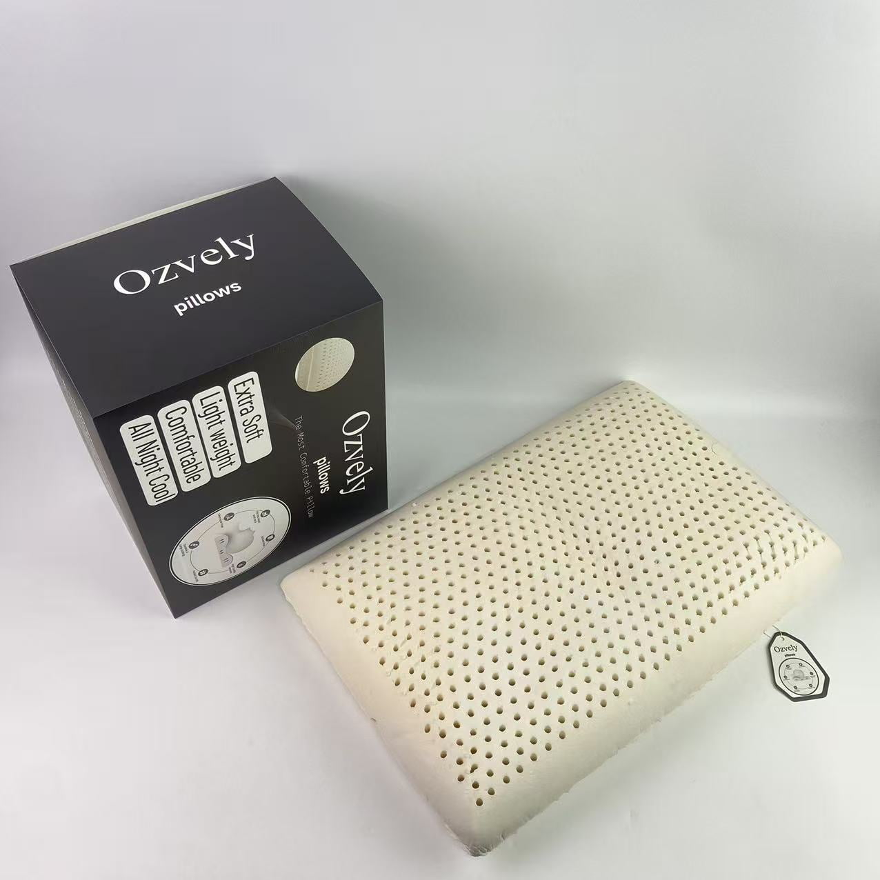 Ozvely pillows,Latex Pillow, Natural Cooling Latex, Medium Firm, Ergonomic Support for Side, Back & Stomach Sleepers. Breatthable Comfort. 24 × 16 inches