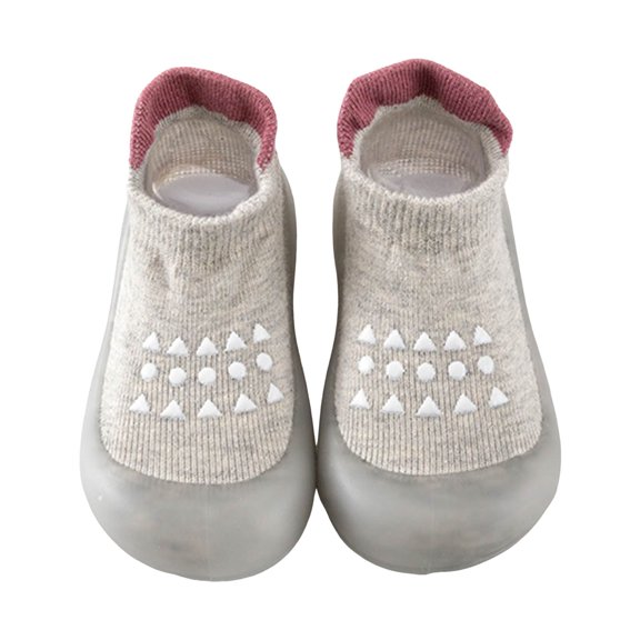 Baby Sock Shoes Toddler Infant Non Slip Walking Shoes Indoor Home Floor Walking Slippers Soft Rubber Sole Sneakers Gray Size 8.5 Toddler