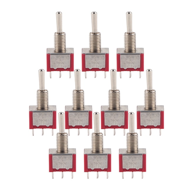 10 interruptores de palanca momentáneos de encendido y apagado DPDT de 6 pines y 6 mm, 2 A + 250 V CA, 5 A + 125 V CA