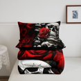 thumbnail image 5 of Homewish Spooky Horror Skull Queen Comforter Set,Red Rose Floral Comforter Sets Queen,Halloween Duvet,Black Reversible,3-Piece,1 Comforter and 2 Pillowcases, 5 of 7