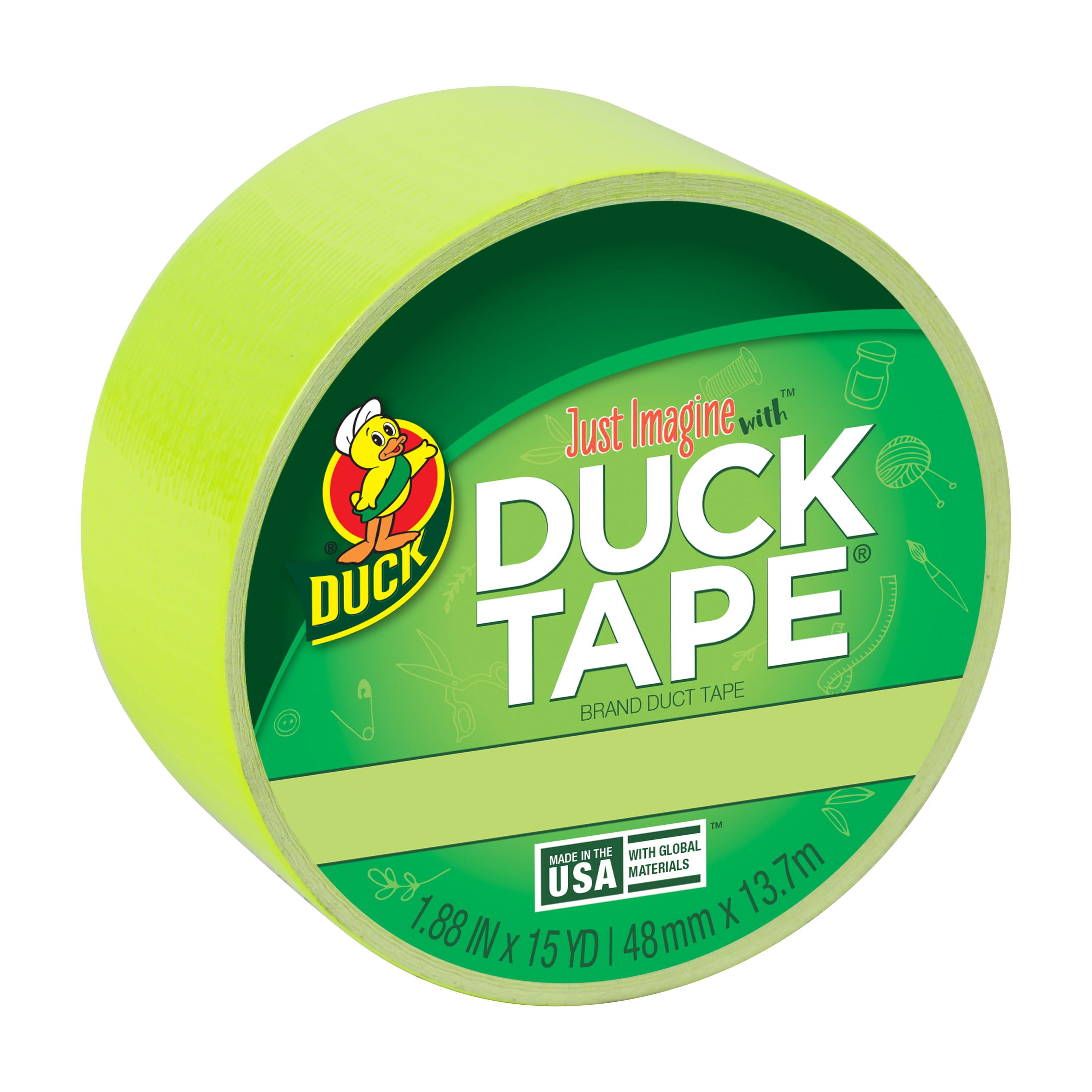 Neon Lime Duck Tape ShurTech868089 repairs crafts color coding multiple uses 6PK 