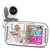 A1080P FHD Video Baby Monitor,1080P Full HD 5.5" IPS Screen Monitor & Pan Tilt Camera, Range up to 1000ft,18 Hour Battery Life,2-Way Talk,Split Screen, Night Vision,Temperature Monitor, No WiFi.