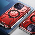 thumbnail image 4 of Bemz Rugged Case for iPhone 15 Pro Max - Tough Magnetic Ring Stand Charger Cover with Tempered Glass Screen Protectors (Red), 4 of 6