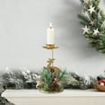 thumbnail image 5 of Candle Holders Christmas Decor - Gold Reindeer Candlestick with Pine Branches, Pinecones, Red Berries for Taper Table Centerpiece Festive Ornaments Mantel Home, 5 of 6