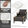 thumbnail image 6 of BLACK JAGUAR Outdoor Patio 5PCS Rattan Conversation Furniture Set Acacia Wood Frame Chair with Coffee Table & 2 Ottomans for Backyard&Poolside, 6 of 10