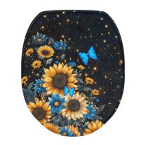SEANATIVE Galaxy Butterfly Toilet Lid Cover Set Reusable Sunflower Toilet Seat Covers Lightweight Oval Toilet Seat Cover for Bathroom Fits Most Toilet Lids Holiday Gifts