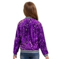 thumbnail image 4 of Rswnyirn Kids Girls Sequin Bomber Jacket Sparkle Long Sleeve Zipper Party Jacket Outwear Coat Purple 10, 4 of 7