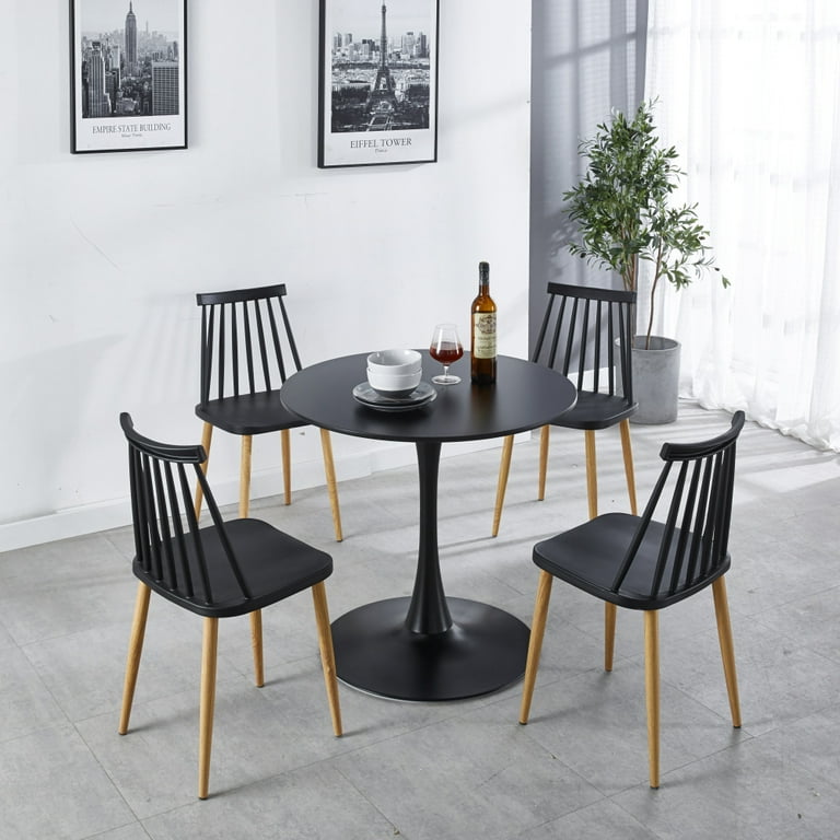 GZXS Dining Table ,Wood Dining Table Kitchen Table,Round,Black