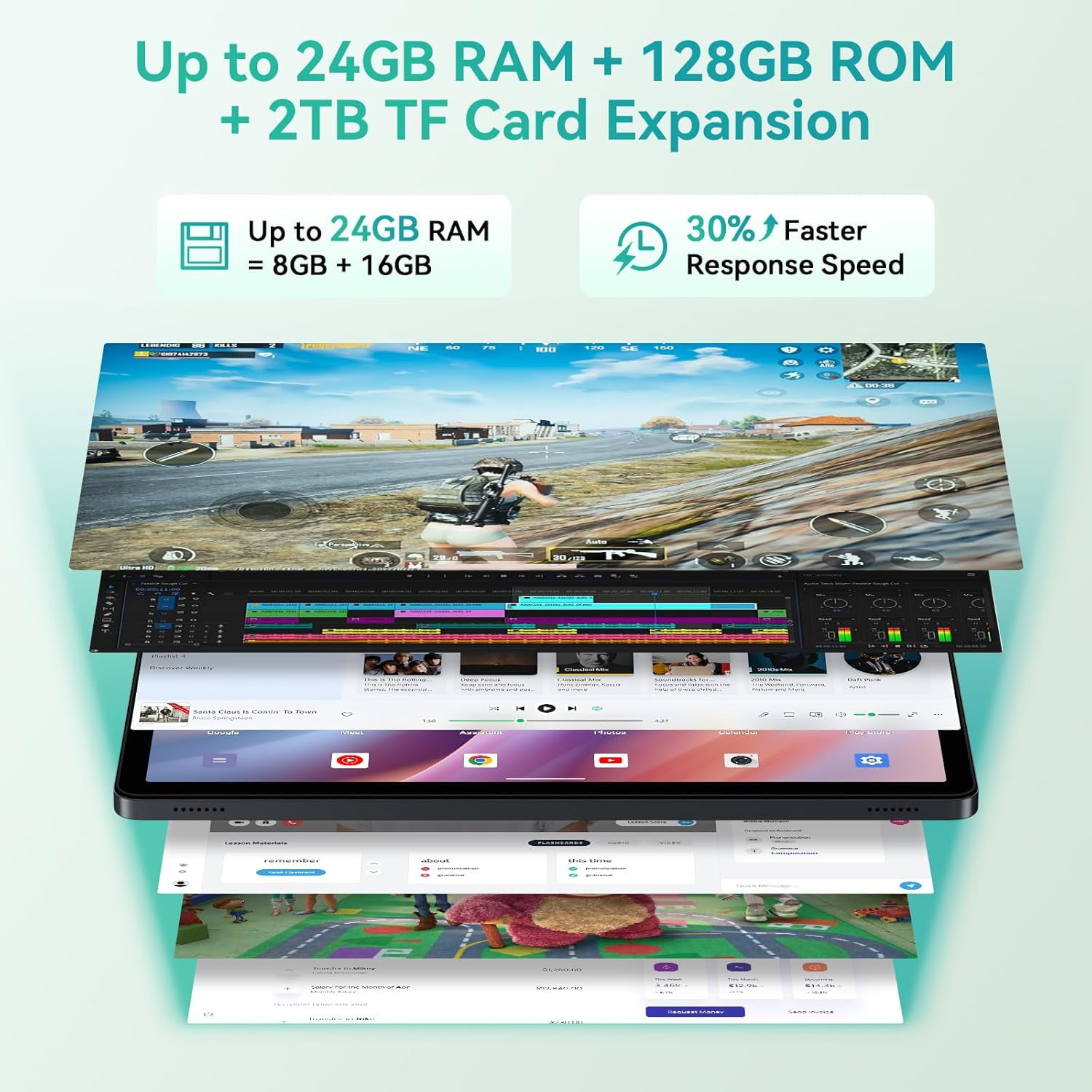 Android Tablet, 11 inch Android 16 Tablet, 8000mAh, 24GB RAM 128GB
