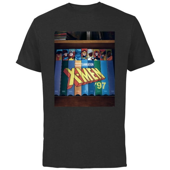 Marvel Studios X-Men ’97 Retro Cartoon VHS Videotapes Lineup- Short Sleeve Cotton T-Shirt for Adults - Customized-Black