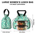 thumbnail image 5 of Daisy Pioneer Flower Green Pattern Drawstring Insulated Lunch Bag for Women, Stain-Resistant Large Lunch Tote with Multi-Pockets for Work Office, 5 of 6