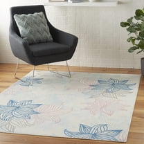 Nourison Bliss Contemporary Floral Ivory/Multicolor 5'3" x 7'3" Area Rug, (5' x 7')