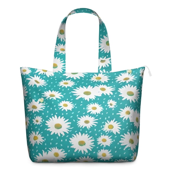 Sac de Transport Boho Marguerite d'Été Rétro Floral, Léger, Multiples Poches, pour Femmes