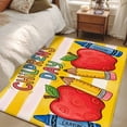 thumbnail image 4 of Children's Day Area Rugs 4'x6', Washable Small Throw Rugs for Office Bathroom, Cartoon Pencil Watercolor Yellow Striped Indoor Outdoor Rug Non-Slip Low Pile Carpet Runner Reversible Floor Mats, 4 of 8