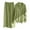 Army Green, variant on Women's Casual Solid Retro Plus Size Cotton Button Shirt High Waist Loose Pocket Long Pant Suit