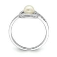 thumbnail image 2 of 925 Sterling Silver Rhodium-plated CZ 5-6mm Button FWC Pearl in Circle Ring Size: 8; for Adults and Teens; for Women and Men, 2 of 5