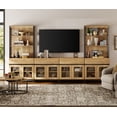 thumbnail image 3 of WAMPAT Modern TV Stand with 3 Tiers Bookshelf, Farmhouse Entertainment Center with 4 Drawers and Adjustable Shelf, Wooden Media TV Console with Glass Doors for Living Room, Oak, 3 of 12