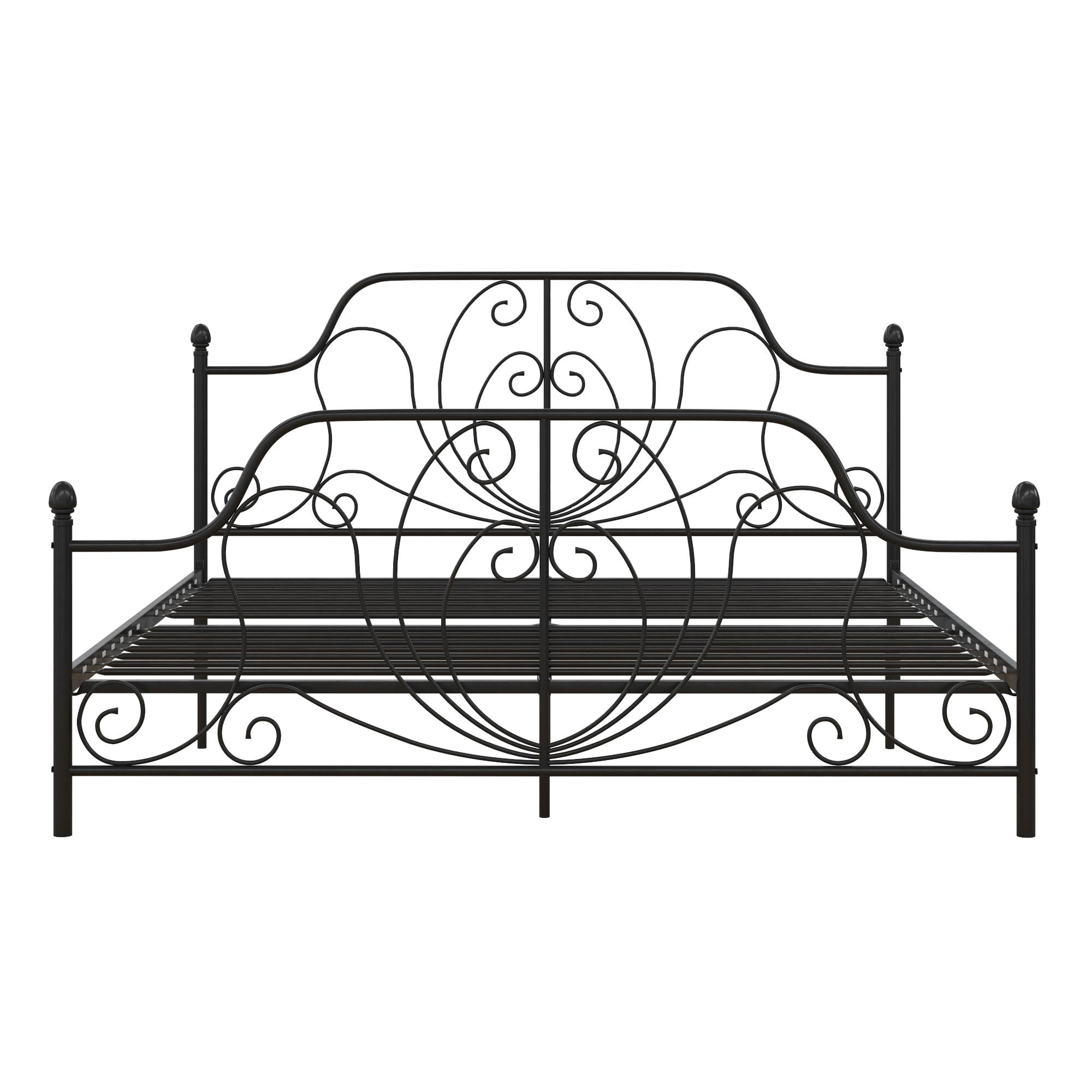 DHP Ivorie Metal Bed, King Size Frame, Adjustable Base Height, Black ...