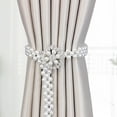 thumbnail image 3 of Farfi Curtain Tieback Elastic Rope Adjustable Faux Pearl Home Decoration Delicate Alloy Flower/Bow/Butterfly for Home (Silver Type A), 3 of 13