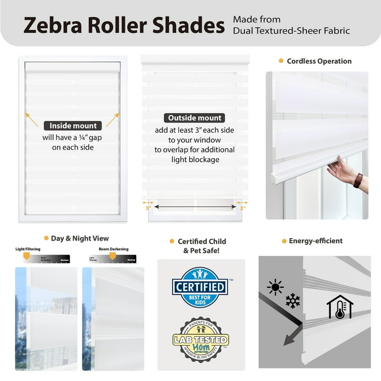 Regal Living Cordless Light Filtering Zebra Polyester Roller