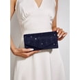 thumbnail image 5 of REMANLAND Women's Satin Glitter Pleated Evening Envelope Clutch Purse, Navy Blue, 5 of 8