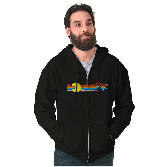 PACMAN Retro 80s Arcade Game Classic Zip Up Hoodie Men's Women's Brisco Brands S