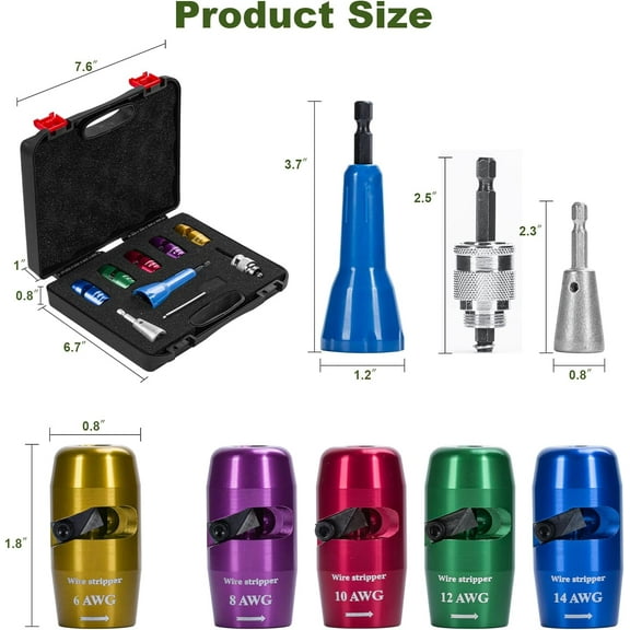 8-in-1 Wire Stripper Twister Tool for Drill, 6-14 AWG, 2025 Upgraded Electrician Tool