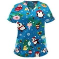 thumbnail image 2 of Kayannuo Print Nursing Uniforms Scrub for Women Women Short Sleeve V-neck Tops Working Uniform Christmas Blouse, 2 of 4