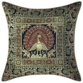 thumbnail image 2 of Stylo Culture Indian Decorative Sofa Brocade Navy Blue And Gold Throw Pillow Covers 16x16 Jacquard Weave Banarasi Floral Pillow Covers Dancing Peacock Floral 40x40 cm Cushion Covers (Set Of 2), 2 of 4