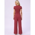 thumbnail image 5 of DARING DIVA Women's Pajama Sets Short Sleeve Ruffled Top Long Pants Lounge Sets L Claret, 5 of 7