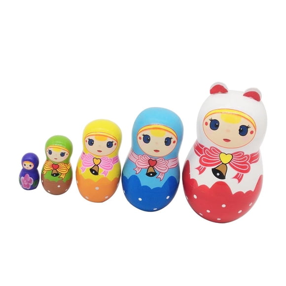 5pcs/set Girls Matryoshka Dolls Wooden Nesting Russian Dolls Set, Hand ed