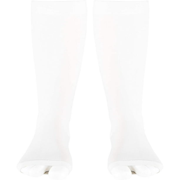 30-40 mmHg Compression Stockings for Men and Women, Knee High Length,  Closed Toe, White, Large 