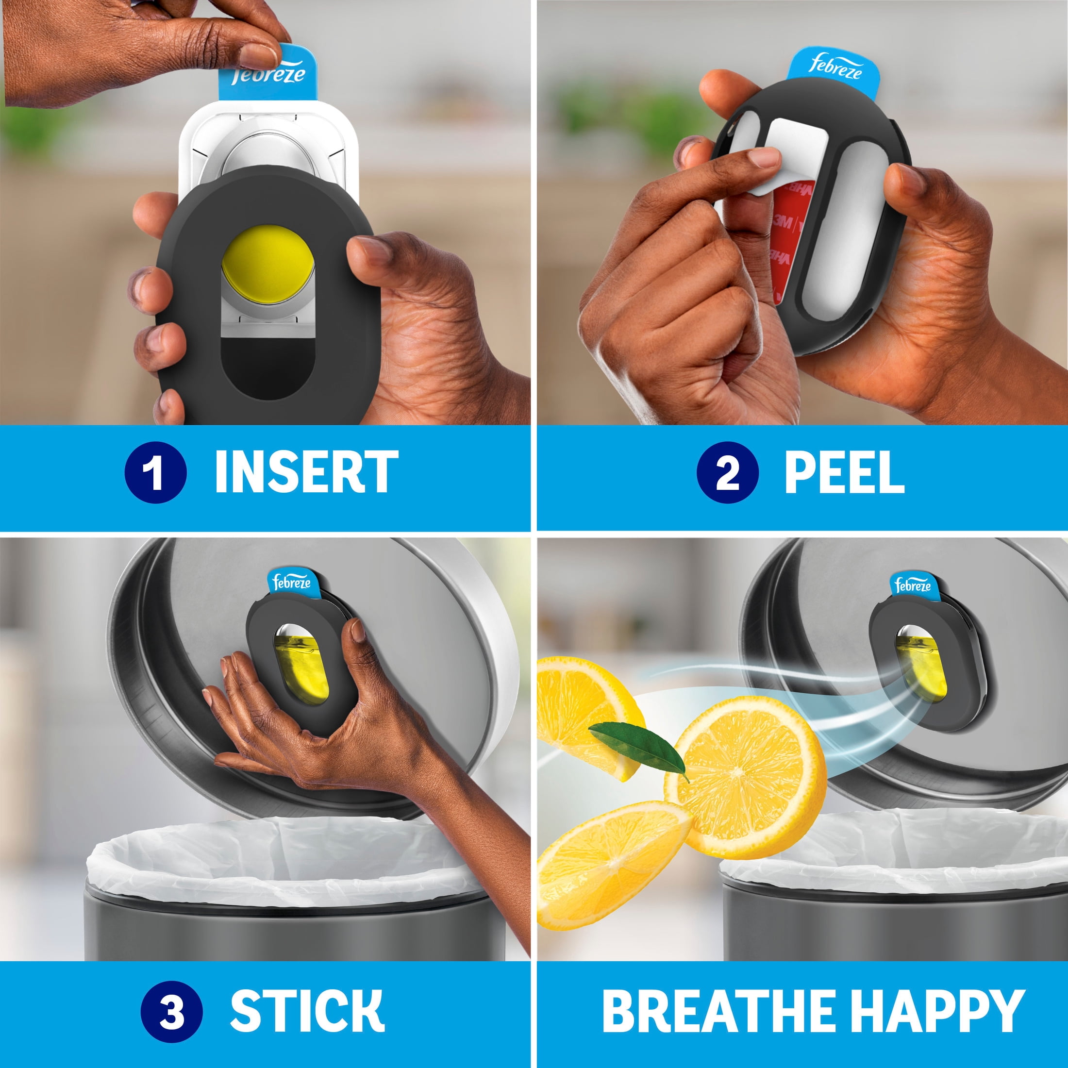 Febreze Trash Odor Fighter, Fresh Lemon Scent, 1 Holder + 1 Refill