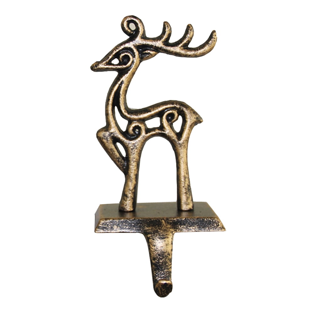 Cast Iron Deer with Trees Christmas Stocking Holder Hanger 