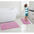 thumbnail image 4 of LuxUrux Bathroom Rug Set, Extra-Soft Plush Luxury Bath Mat Set, 1'' Chenille Microfiber Material, Super Absorbent Bathroom Rugs (Rectangular Set, Pink), 4 of 4
