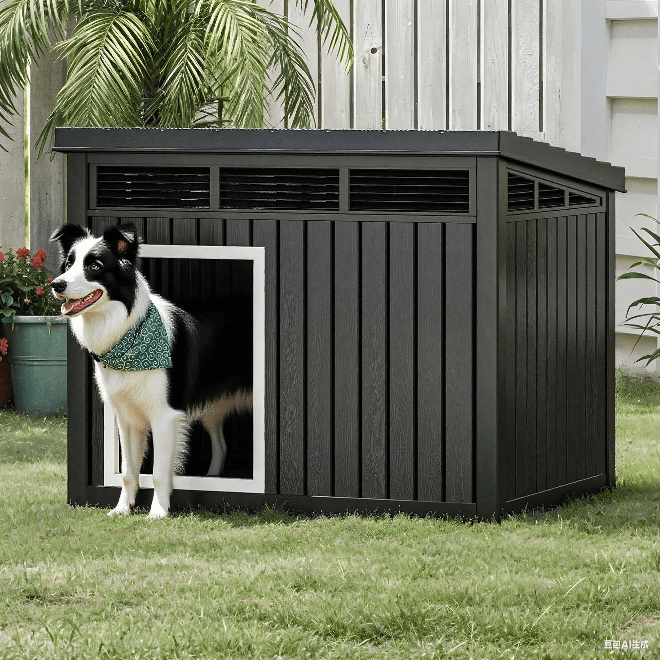 FICARTS Dog House for Both Indoor and Outdoor with Weatherproof Roof Removable Floors for Medium to Large Dogs Interior Space (Black, Medium(31.9"D x 24.8"W x 24.1"H))