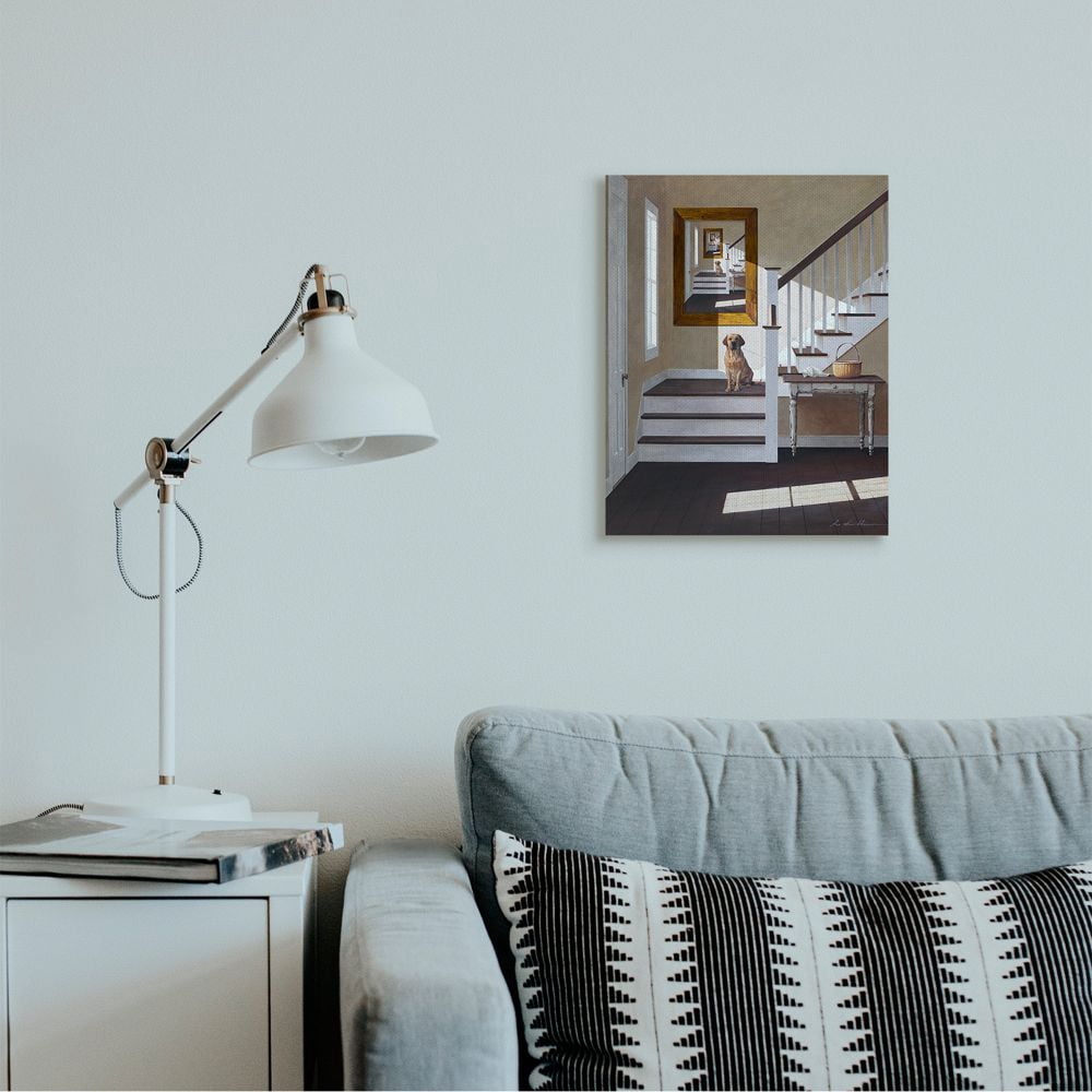 Stupell Industries Dog Infront of Pet Portrait Charming Country Interior Canvas Wall Art Design by Zhen-Huan Lu, 16" x 20"