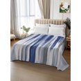 thumbnail image 2 of Queen Flat Sheet 90"x102", Abstract Navy Blue Soft Lightweight Bedding Flat Sheets Only, Vintage Grey Street Painting Art Brushed Microfiber Top Bed Sheet, Breathable StainResistant Bedsheets, 2 of 9