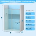thumbnail image 6 of 56-60" W x 75" H Frameless Sliding Shower Door, Shower Glass Door with 5/16" (8mm) Clear Tempered Glass, Explosion-Proof Film, Seal Strip Parts and Stainless Steel Handle, Stainless Steel Brushed, 6 of 7