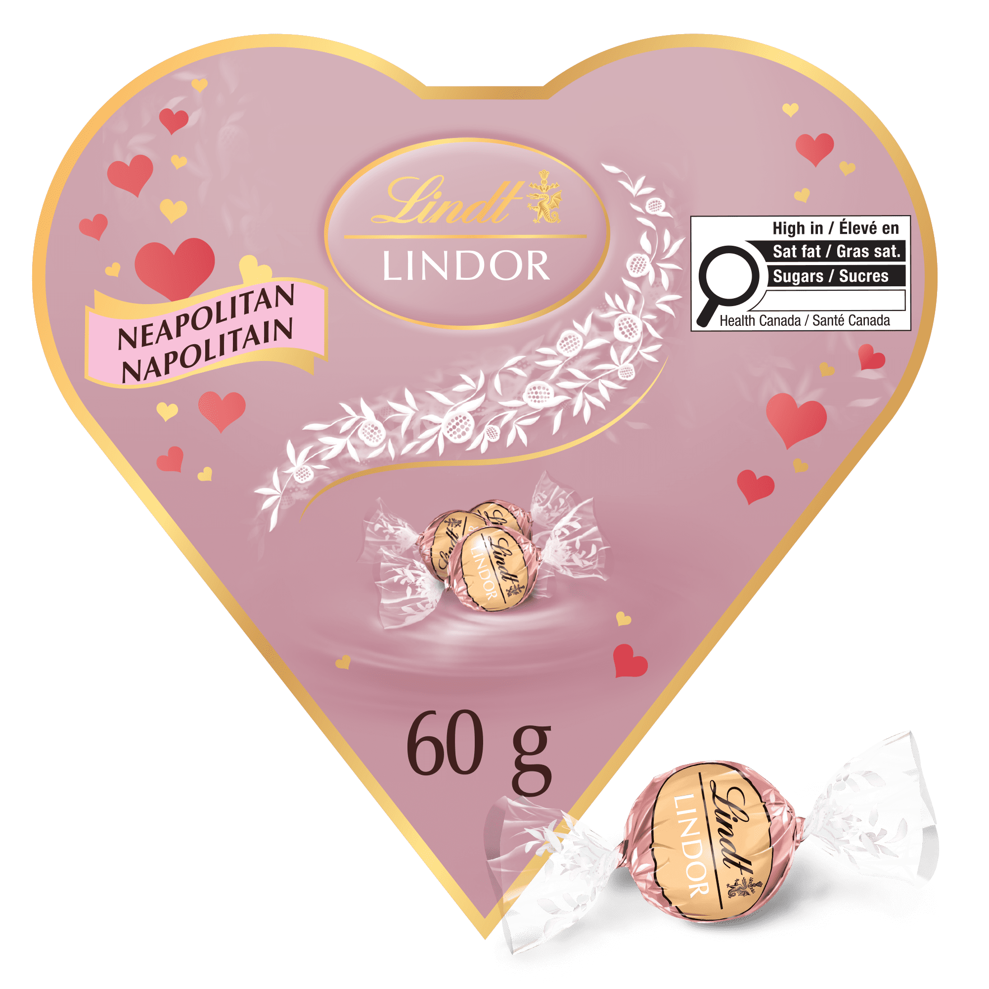 Lindt LINDOR Friendship Heart Neapolitan Chocolate Truffles Box, 60g ...