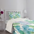 thumbnail image 3 of Ambesonne Floral Quilted Bedspread Set 2 Pcs, Flowers Leaves Ivy Ombre, Twin Size, Fern Green Pale Blue, 3 of 5