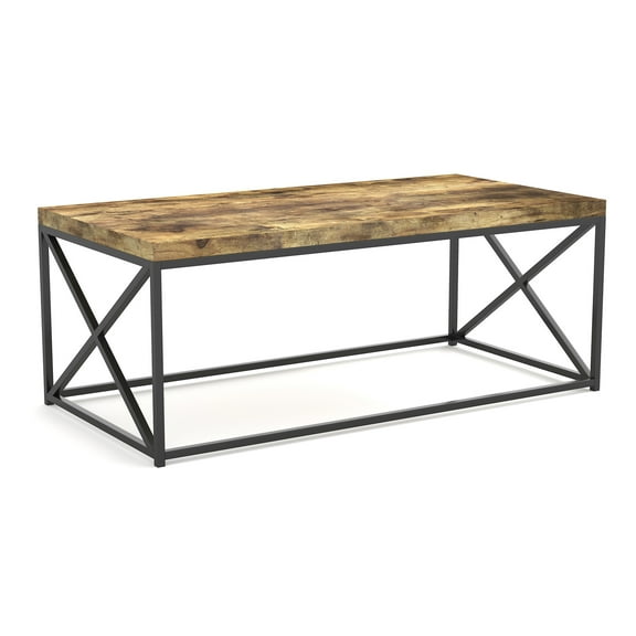 Safdie & Co. 44"L Coffee Table Black Metal in Brown Reclaimed Wood