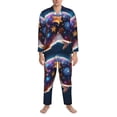 thumbnail image 3 of Daiia Colorful Star River Squirrel for Men's Long-Sleeved Pajama Set – Soft & Comfortable Sleepwear Button-Up Pajamas Cozy Lounge Wear-Medium, 3 of 7